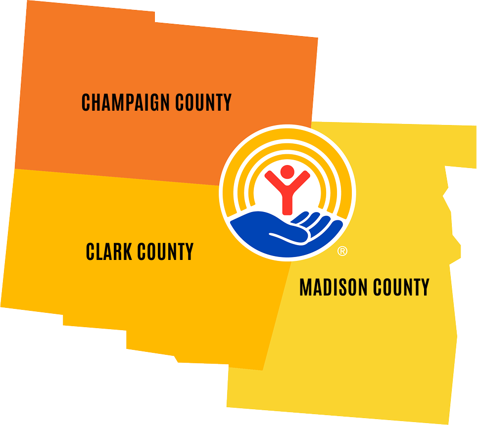 Clark County, Champaign County and Madison County with logo in the middle